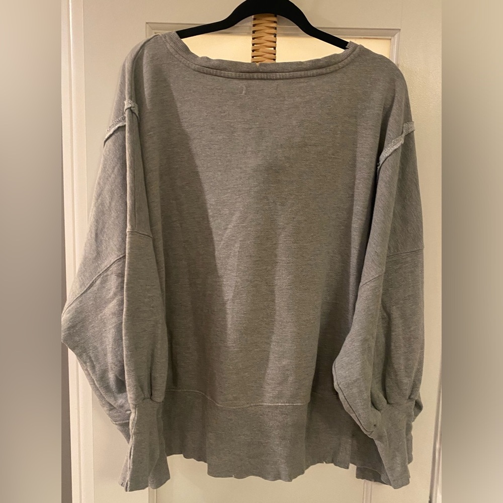 We The Free Camden Oversized slouchy distressed heather Grey  Sweatshirt SMALL